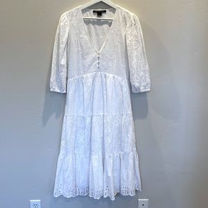 French Connection white dress with 3/4 sleeves.